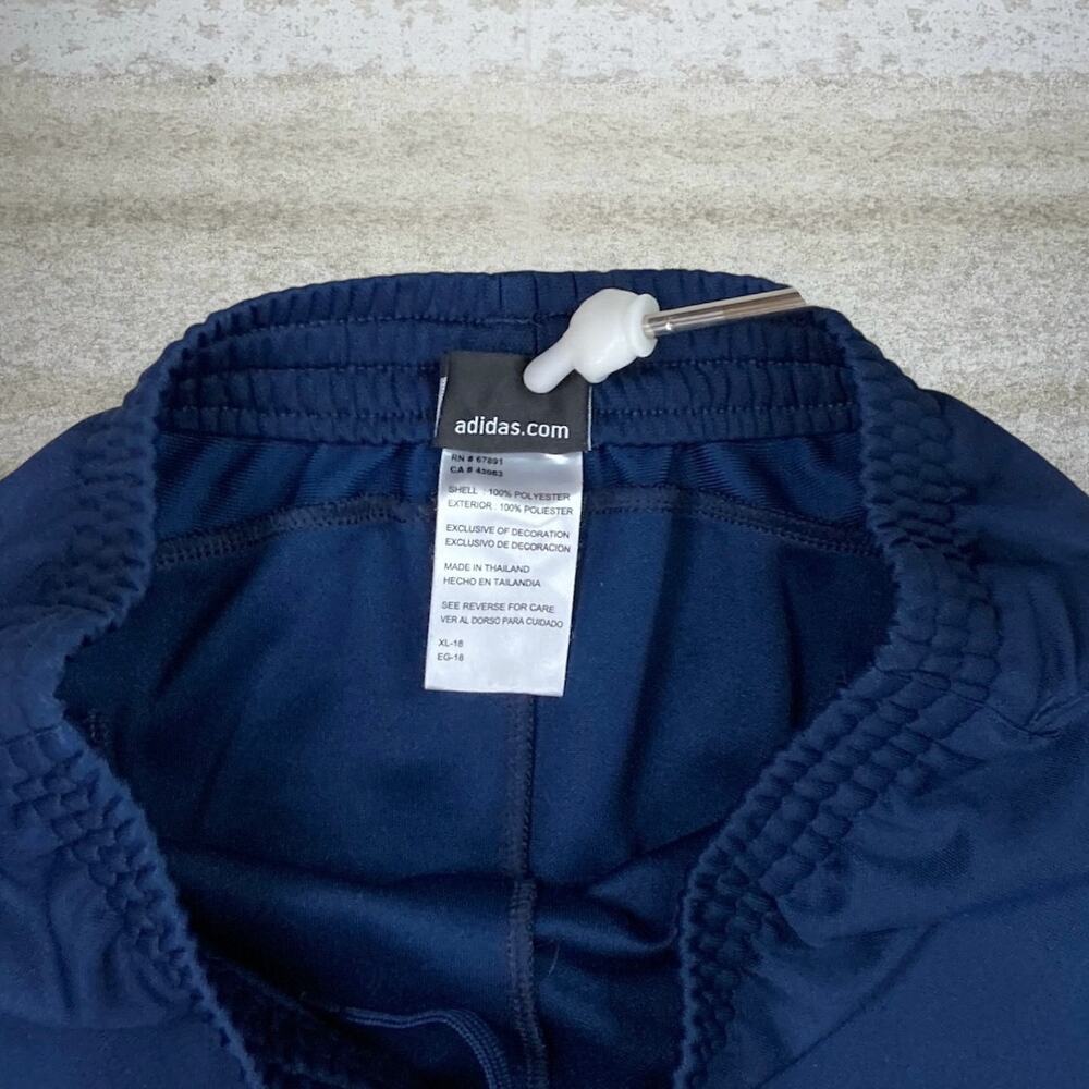 Vintage Y2K Adidas Sweatpants Youth XL Navy Blue White 3 Stripes Polyester - Picture 4 of 7